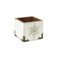 Melrose 4.5  White and Green Snowflake Square Christmas Storage Box