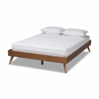 Baxton Studio Liliya Mid-Century Modern Dark Grey Fabric Upholstered Walnut Brown Finished