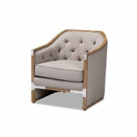 Baxton Studio Terina Fabric and White Washed Oak Wood Accent Chair in Gray-Beige