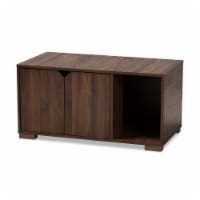 Baxton Studio Jasper Modern Walnut Brown Finished 2 Door Wood Cat Litter Box Cover House Perspective: Main