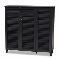 Baxton Studio Coolidge Wood 11-Shelf and Drawer Shoe Cabinet in Dark Gray