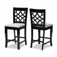 Set of 2 Baxton Studio Nisa Grey Upholstered Wood Counter Stools