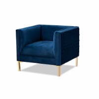 Baxton Studio Seraphin Navy Blue Velvet Gold Finished Armchair