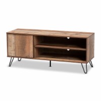 Baxton Studio Iver 1-Door Wood TV Stand in Rustic Oak
