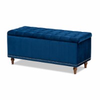 Baxton Studio BBT3137-Navy Velvet-Walnut-Otto Kaylee Modern & Contemporary Navy Blue Velvet F
