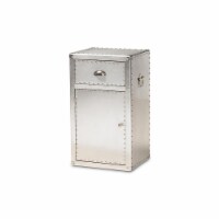 Baxton Studio JY17B161-Silver-Cabinet Serge French Industrial Silver Metal 1-Door Accent Stor