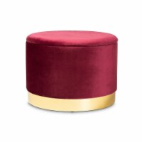 Baxton Studio Marisa Red Velvet Upholstered Gold Finished Storage Ottoman