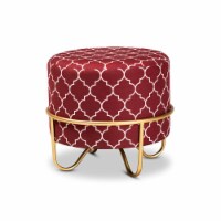 Baxton Studio JY19A255-Red-Gold-Otto Candice Glam & Luxe Red Quatrefoil Velvet Fabric Upholst