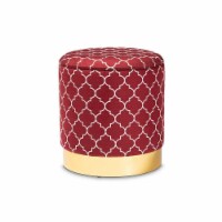 Serra Glam and Luxe Red Quatrefoil Velvet Fabric Upholstered Gold Finished Metal Storage
