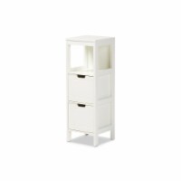 Baxton Studio SR1801195-White-Cabinet Reuben Cottage & Farmhouse 2-Drawer Wood Storage Cabine