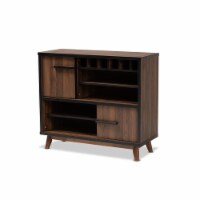 Baxton Studio RT676-OCC-Walnut-Black-Cabinet Margo Mid-Century Modern Two-Tone Wood Wine Stor