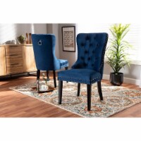 Baxton Studio Remy Velvet Wood Dining Chairs in Navy Blue (Set of 2)