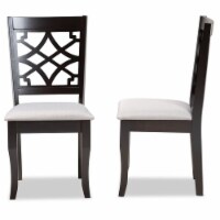 Baxton Studio Mael Grey Fabric and Brown Finished Wood 2-Piece Dining Chair Set