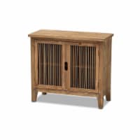 Baxton Studio Clement Oak Finished 2-Door Wood Spindle Storage Cabinet