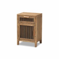 Baxton Studio Clement Medium Oak 1-Door and 1-Drawer Wood Spindle End Table