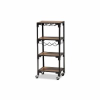 Baxton Studio Victor Walnut Finished Wood and Black Metal 4-Tier Wine Cart
