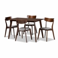 Baxton Studio Nori Light Gray Fabric Upholstered Wood 5-Piece Dining Set