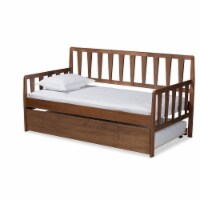 Baxton Studio Midori Walnut Finished Wood Twin Size Daybed with Roll-Out Trundle