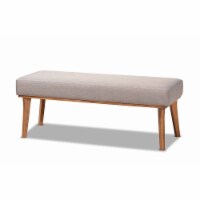 Odessa Mid-Century Modern Grey Fabric Upholstered and Walnut Brown Finished Wood Dining Bench