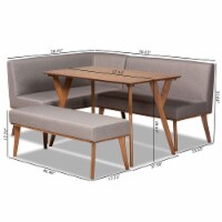 Baxton Studio Grey Fabric Upholstered and Brown Finished 4-Piece Dining Set