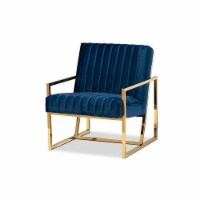 Baxton Studio Janelle Royal Blue Velvet Fabric and Gold Finished Accent Chair