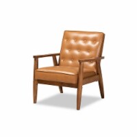 Sorrento Mid-Century Modern Tan Faux Leather Upholstered and Walnut Brown Finished Wood