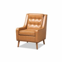 Baxton Studio Daley Tan Faux Leather Walnut Brown Finished Wood Lounge Armchair