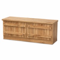 Oswald Modern and Contemporary Farmhouse Natural Oak Brown Finished Wood 2-Door Storage Bench