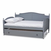 Baxton Studio Mara Grey Finished Wood Full Size Daybed with Roll-out Trundle Bed