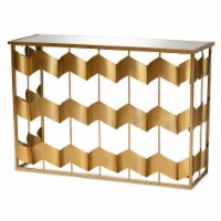 Baxton Studio Gold Finished Metal and Mirrored Glass Geometric Console Table