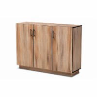 Baxton Studio Patton Oak Finished Wood 3-Door Dining Room Sideboard Buffet