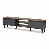 Baxton Studio Clapton Multi-Tone Grey and Walnut Brown Finished Wood TV Stand