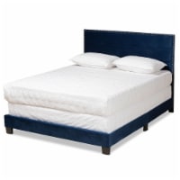 Baxton Studio Tamira Glam Navy Blue Upholstered Queen Size Panel Bed