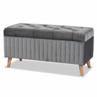Baxton Studio Hanley Modern and Contemporary Grey Velvet Fabric Upholstered and Walnut Brown