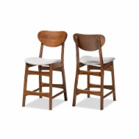 Baxton Studio Katya Grey Walnut Brown Finished Wood 2-Piece Counter Stool Set