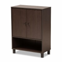 Dark Brown Finished Wood 2-Door Entryway Shoe Storage Cabinet With Bottom Shelf