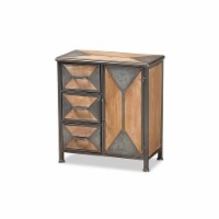 Grey Finished Metal & Oak Brown Finished Wood 3-Drawer Accent Storage Cabinet