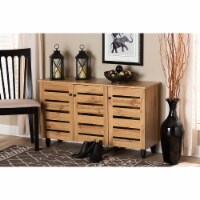 Baxton Studio Gisela Modern and Contemporary Oak Brown Finished Wood 3-Door Shoe Storage