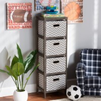 Baxton Studio Jorah Modern and Contemporary Grey and White Fabric Greywashed 4-Basket