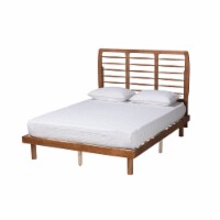 Baxton Studio Petra Mid-Century Modern Ash Walnut Finished Wood Queen Size Platform Bed