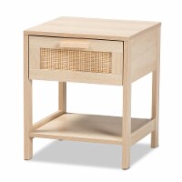 Baxton Studio Sebille Mid-Century Modern Light Brown Finished Wood 1-Drawer End Table with
