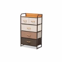 Modern Multi-Colored Fabric Upholstered and Black Metak 5-Drawer Storage Cabinet