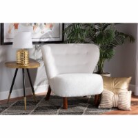 Cabrera White Boucle Upholstered And Walnut Brown Finished Wood Accent Chair