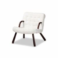 Eisa White Sherpa Upholstered And Walnut Brown Finished Wood Accent Chair