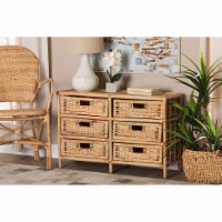 Dariana Modern Bohemian Natural Brown Rattan 6-Drawer Storage Cabinet