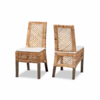 Argos Modern Bohemian  Natural Brown Rattan 2-Piece Dining Chair Set
