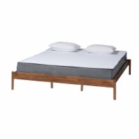 Agatis Mid-Century Modern Ash Walnut Finished Wood King Size Bed Frame