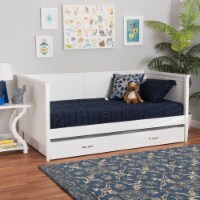 Viva Classic and Traditional White Finished Wood Full Size Daybed with Roll-Out Trundle