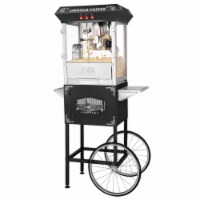 Great Northern Black Antique Style Lincoln Popcorn Popper Machine w/Cart 8 Oz