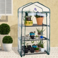 3-Tier Greenhouse Outdoor Gardening Hot House with Zippered Cover and Metal Shelves for